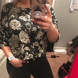 Black flower pattern shirt
